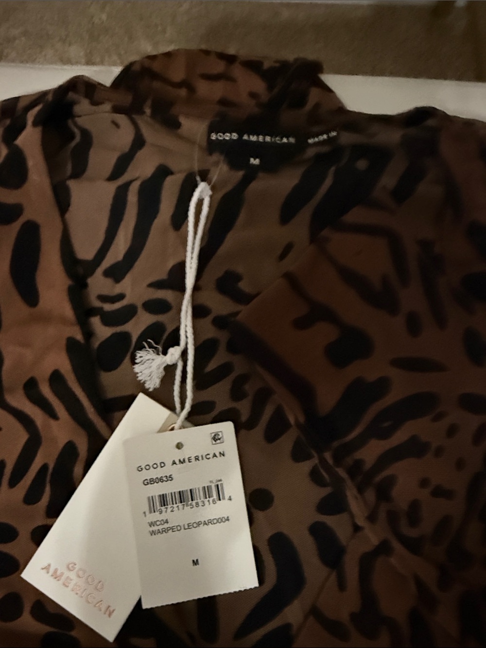 Good American Brown and Black Animal-Print Short Sleeve Shirt - Picture 3 of 3